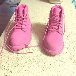 Little girls pink timberlands